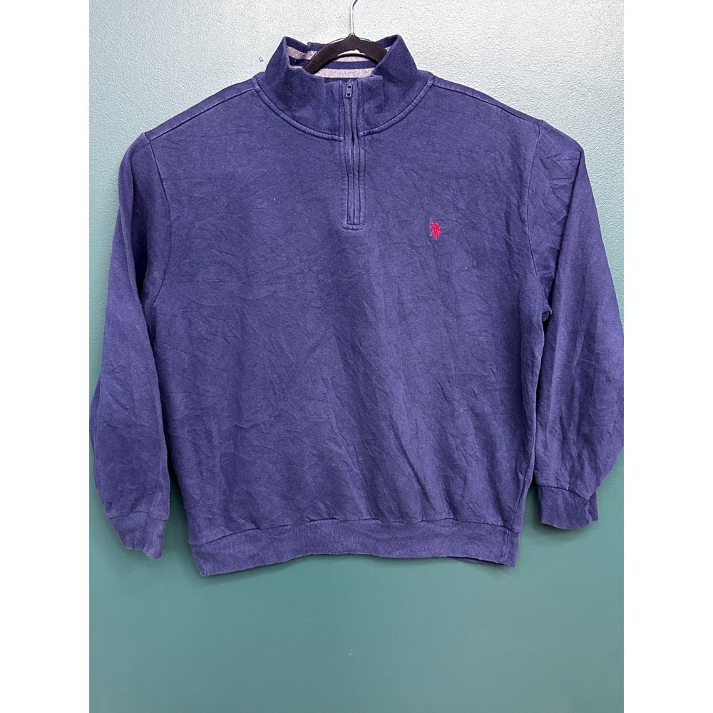 U.S. Polo Assn. Quarter Zip Flatback Sweater (Men's) Blue Size 2XL